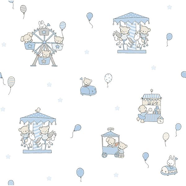 Sanders & Sanders Tapete Tiere Blau Und Weiß 53 Cm X 10 M - 640553 günstig online kaufen