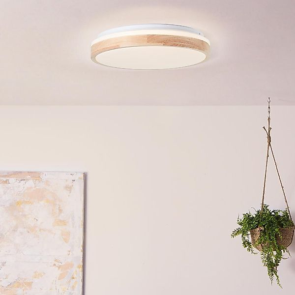LED Deckenleuchte Brodsky in Natur-hell und Weiß 24W 2500lm günstig online kaufen