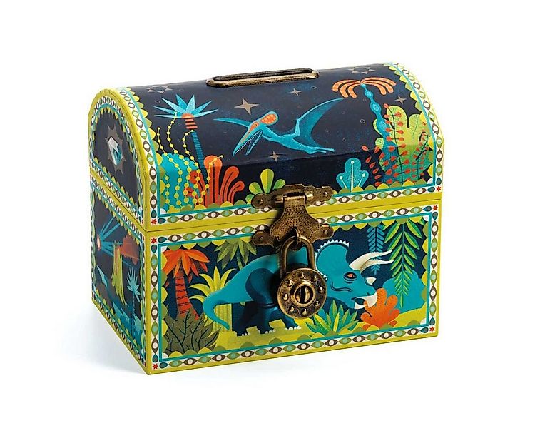 DJECO Spardose Dinosaurier Schatztruhe mit Schloss und zwei Schlüssel, 12 x günstig online kaufen