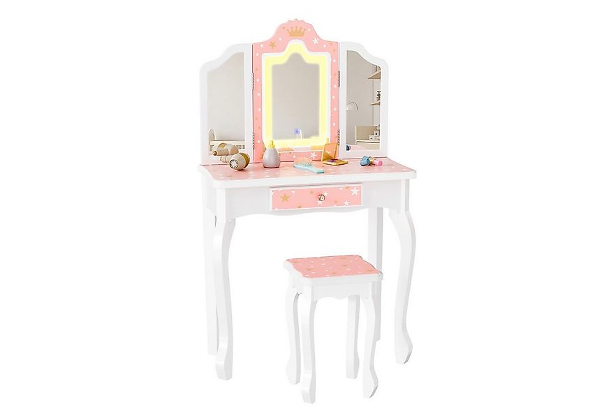 VINGLI Schminktisch mit Hocker und Abnehmbarer Spiegel, für Mädchen ab 3 Ja günstig online kaufen