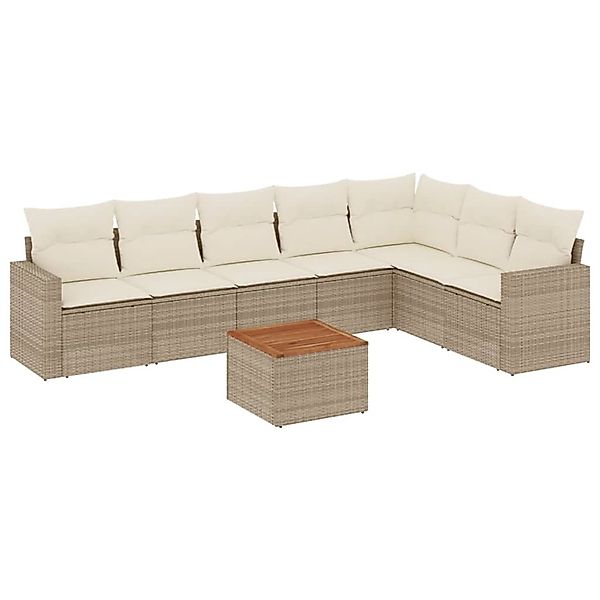 vidaXL 8-Tlg Garten-Sofagarnitur mit Kissen Beige Poly Rattan 3224154 günstig online kaufen