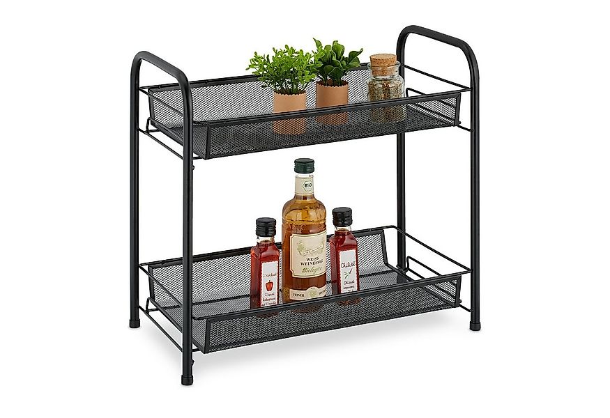 relaxdays Gewürzregal mit 2 Ablagen aus Metall, schwarz günstig online kaufen