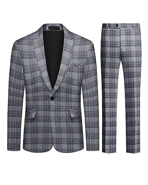 Allthemen Anzug (2 tlg) Slim Fit Herrenanzug im Farbeblock-Karomuster günstig online kaufen