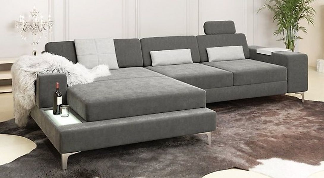 BULLHOFF Ecksofa Designsofa Eckcouch Ecksofa »MÜNCHEN IV« grau anthrazit XX günstig online kaufen