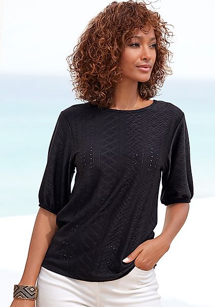 Vivance Kurzarmshirt "mit Lochstickerei", aus pflegeleichter Qualität günstig online kaufen
