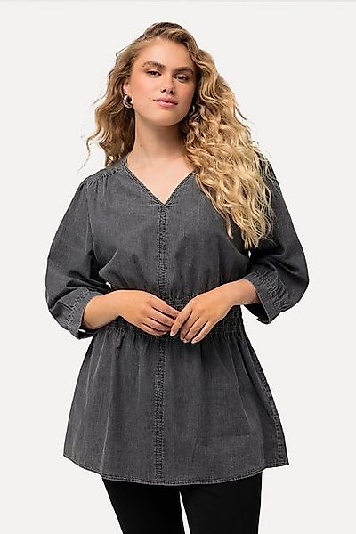 Ulla Popken Longbluse Jeansbluse Quernaht A-Linie günstig online kaufen