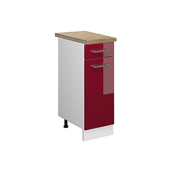 Vicco Küchenunterschrank R-Line Bordeaux Hochglanz/Weiß 30 cm AP Eiche günstig online kaufen