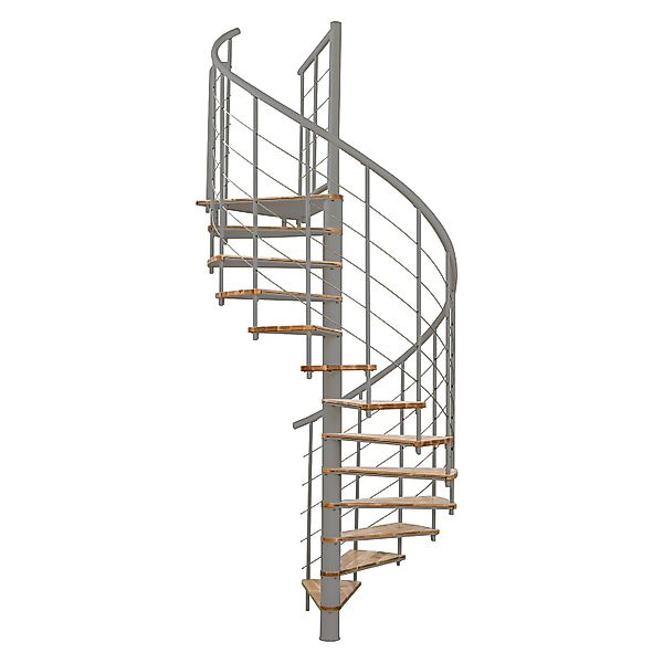 Minka Spindeltreppe Fusion Ø 140 cm Grau-Buche Hell Raumhöhe bis 295 cm günstig online kaufen