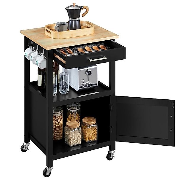 Yaheetech Küchenwagen Servierwagen auf Rollen, Beistellwagen mit Schrank & günstig online kaufen