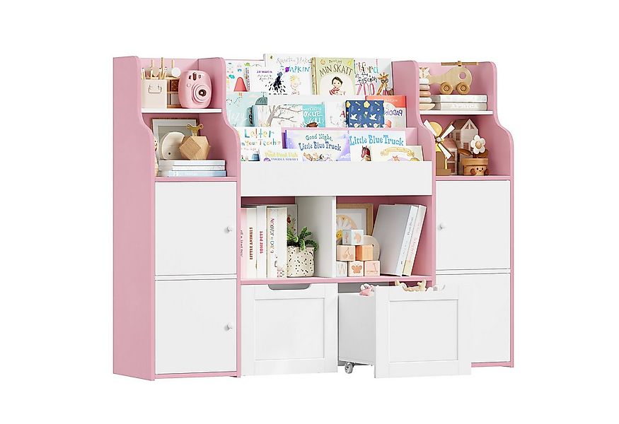 Homfa Kinderregal Spielzeugtruhe mit 2 Schubladen auf Rollen Bücherregal, K günstig online kaufen