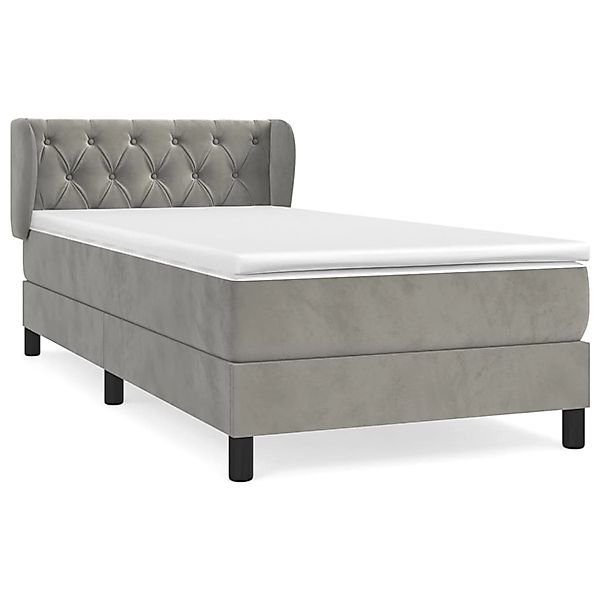 vidaXL Boxspringbett mit Matratze Hellgrau 80x200 cm Samt1537162 günstig online kaufen