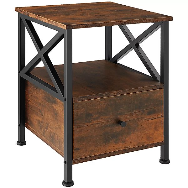Nachttisch Falkirk 40x41,5x55,5cm - Industrial Holz dunkel, rustikal günstig online kaufen
