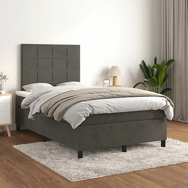 vidaXL Boxspringbett Boxspringbett mit Matratze Dunkelgrau 120x200 cm Samt günstig online kaufen