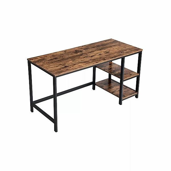 Vasagle Schreibtisch 2 Ablagen 60 cm x 140 cm x 75 cm Braun-Schwarz günstig online kaufen