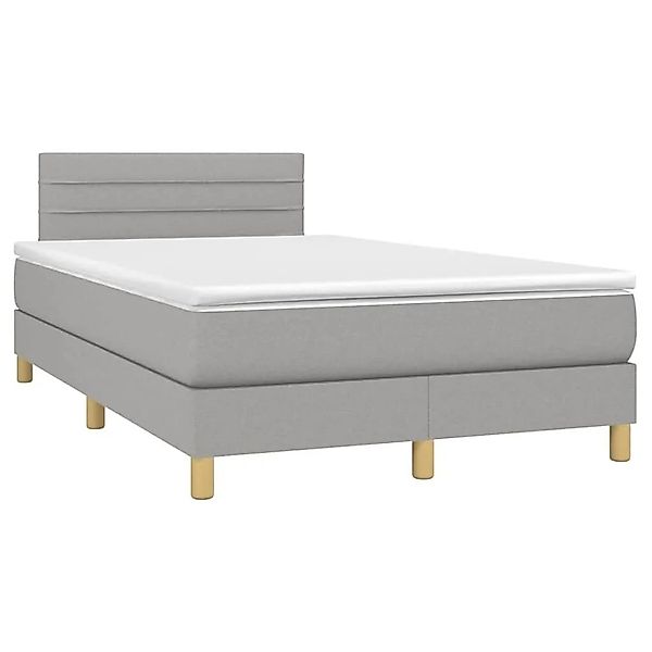 vidaXL Boxspringbett mit Matratze & LED Hellgrau 120x190 cm Stoff 3270095 günstig online kaufen