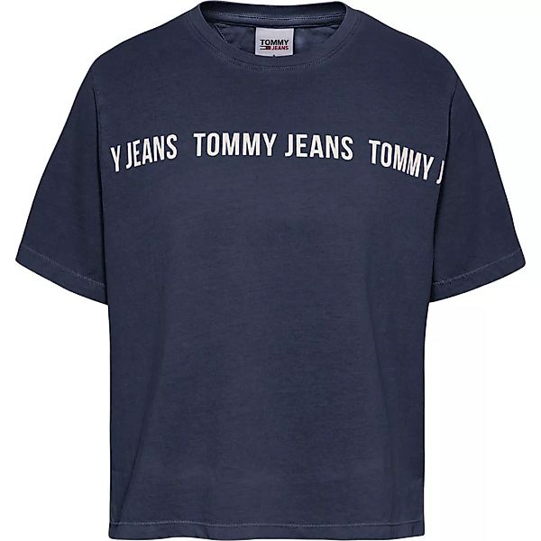 Tommy Jeans – Kurzärmliges T-Shirt in Marineblau mit Logo-Band günstig online kaufen