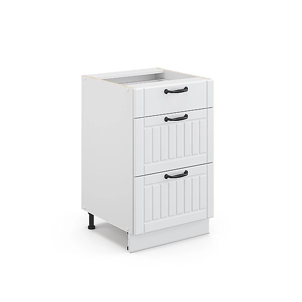 Vicco Unterschrank Fame-Line, Weiß Landhaus/Weiß, 50 cm ohne Arbeitsplatte günstig online kaufen