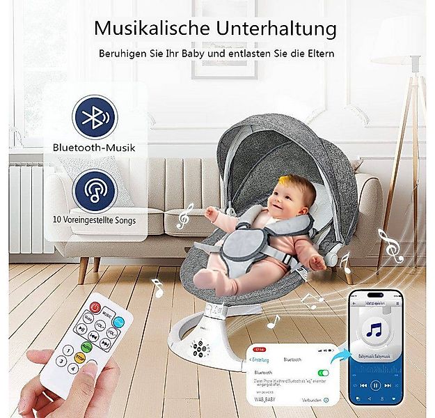 Insma Babyschaukel 5 Gang Elektrische bluetooth-Babywippe, mit 10 Liedern u günstig online kaufen