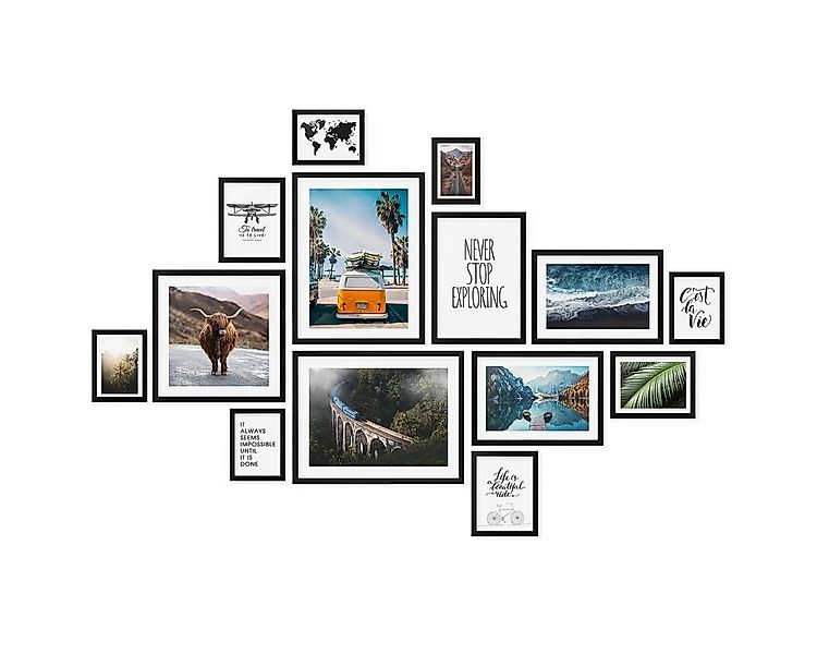 PHOTOLINI Bilderrahmen 14er Set Modern Schmal 10x15 bis 30x40 cm günstig online kaufen