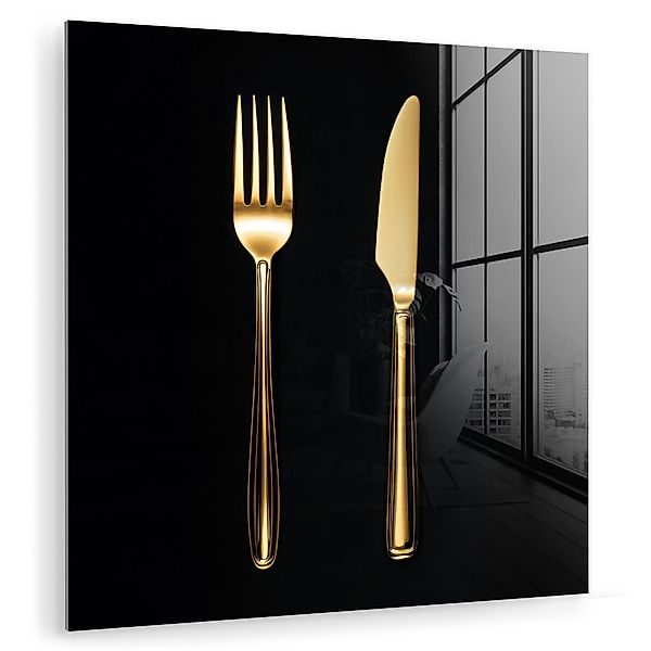 MuchoWow Acrylglasbild Besteck - Gold - günstig online kaufen