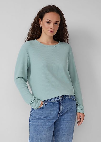 QS Kurzarmshirt Geripptes Longsleeve im Slim günstig online kaufen