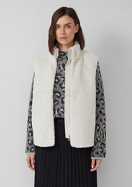 s.Oliver Outdoorjacke Outdoor-Weste Weste aus Teddyplüsch mit Stehkragen günstig online kaufen