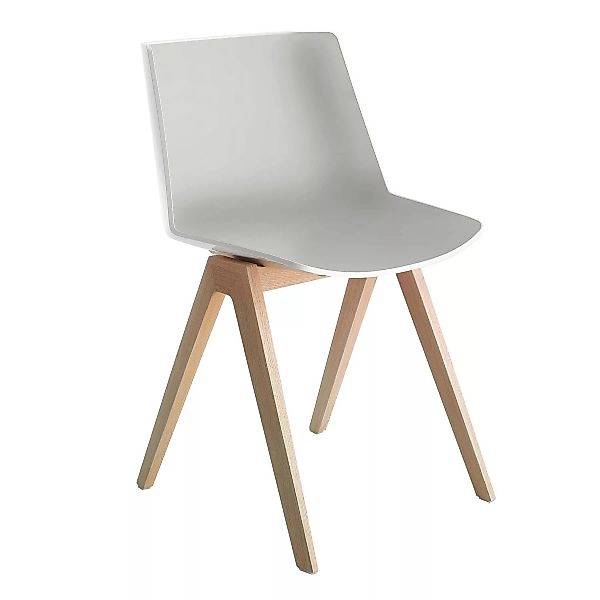 MDF Italia - Aïku Stuhl mit Beinen aus Eiche - hellgrau/weiß glänzend/Sitz günstig online kaufen
