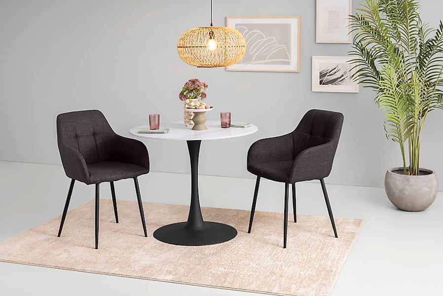 HELA Essgruppe "MOSEL" 3 Stk. tlg. Tisch 90x75 cm, Platte rund, gesinterter günstig online kaufen