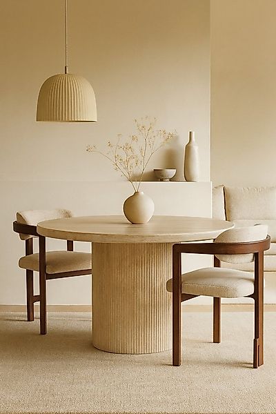 alesvelt Esstisch Trivento massive Travertin-Tischplatte edles Tischbein im günstig online kaufen