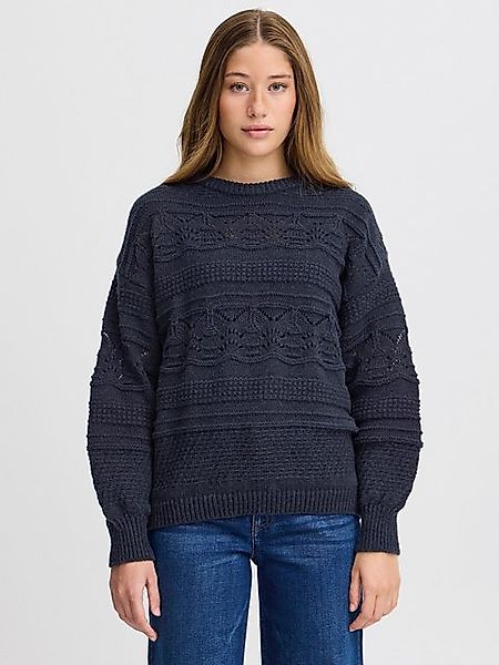 Ichi Rundhalspullover IH ASTRA (1-tlg) Lochmuster günstig online kaufen