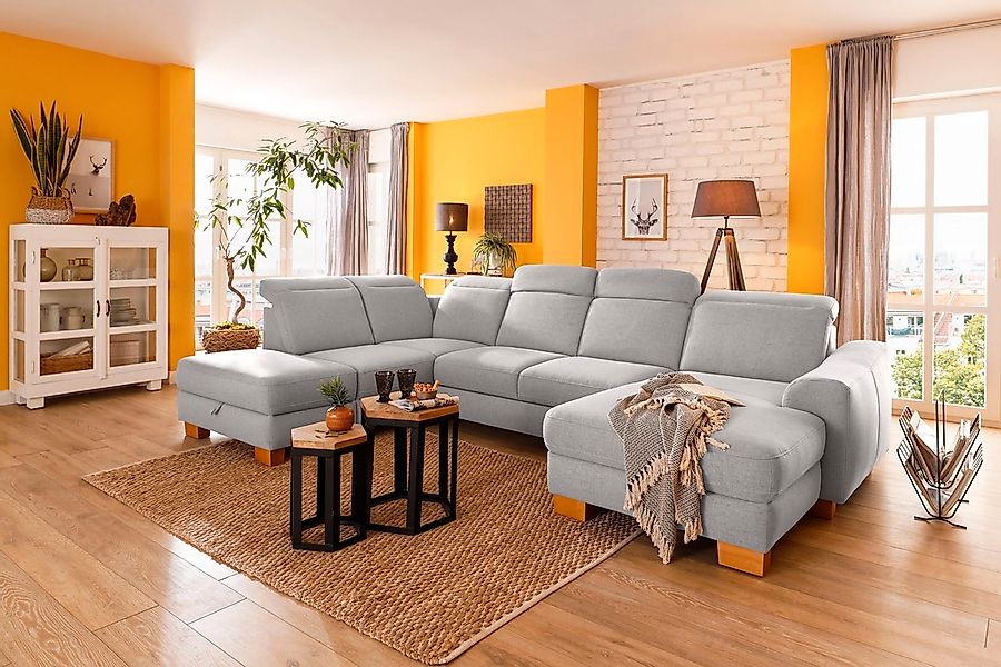 Home affaire Wohnlandschaft "Dundee U-Form" wahlweise mit Kopfteilverstellu günstig online kaufen