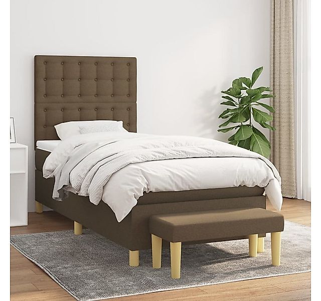 vidaXL Boxspringbett Boxspringbett mit Matratze Dunkelbraun 90x200 cm Stoff günstig online kaufen