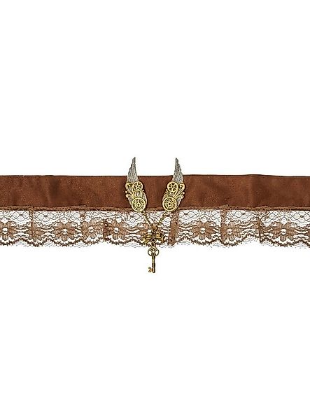 Metamorph Kostüm Steampunk Choker, Braunes Halsband mit detailliertem Messi günstig online kaufen