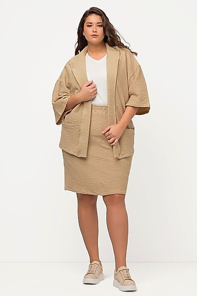 Ulla Popken Sweatjacke Sweat-Kimono 3D-Struktur Kragen günstig online kaufen