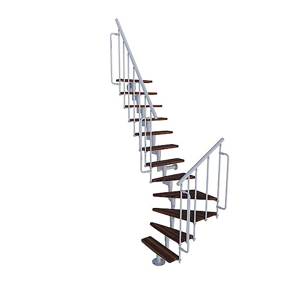 Minka Raumspartreppe Joker Turn Walnuss Weiß Raumhöhe bis 304 cm günstig online kaufen