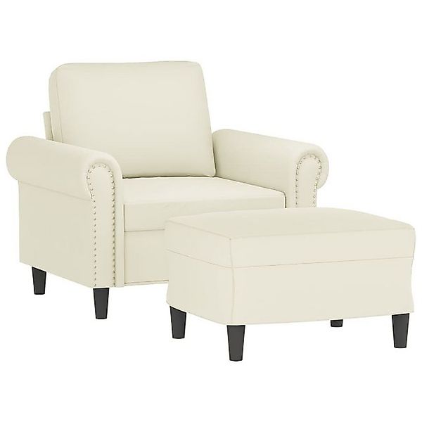 vidaXL Sofa Sessel mit Hocker Creme 60 cm Samt günstig online kaufen