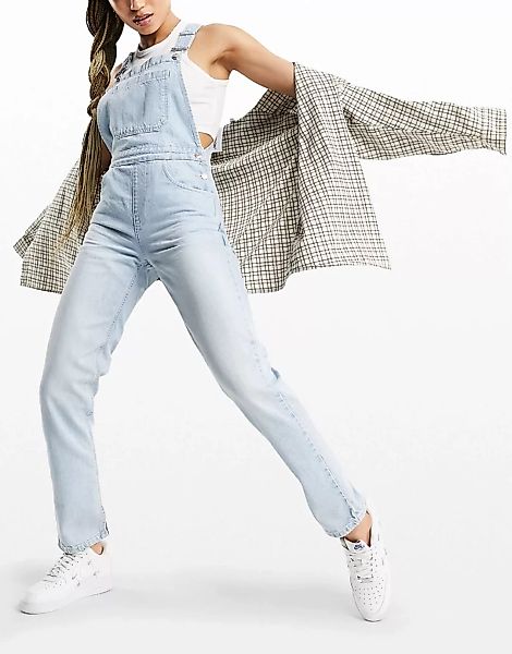 ASOS DESIGN – Jeans-Latzhose im Stil der 90er aus Bio-Baumwollmix in mittle günstig online kaufen
