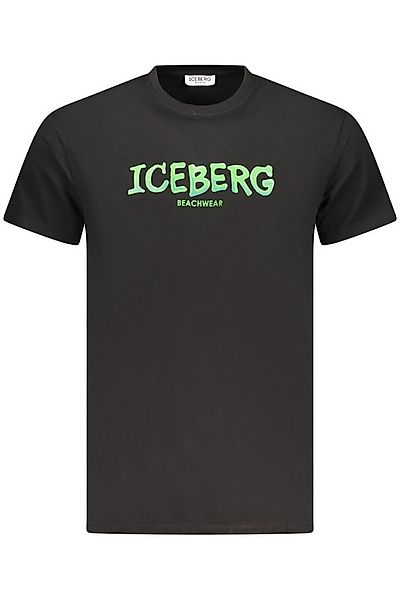 ICEBERG T-Shirt Herren Kurzarm T-Shirt Schwarz mit Vertikal Druck günstig online kaufen
