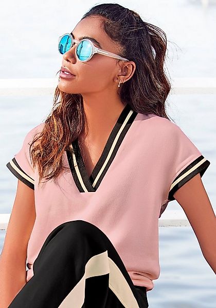 LASCANA Pullunder Kurzarmshirt mit V-Ausschnitt günstig online kaufen