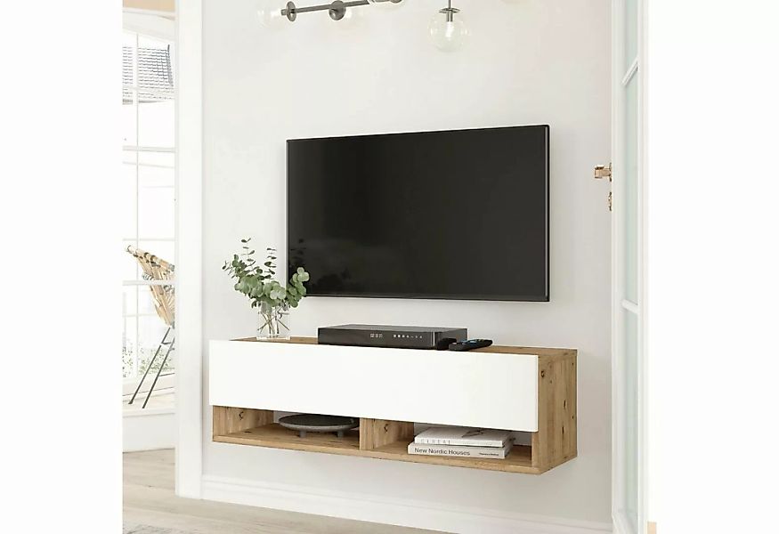 en.casa TV-Schrank »Laitila« TV Hängeboard 100x31,5x29,5cm Eiche rustikal/W günstig online kaufen