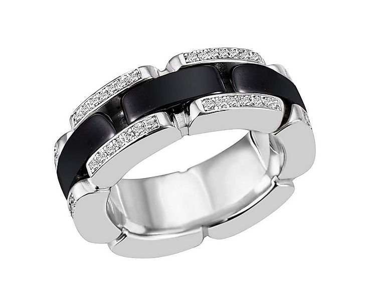 Reflexion Diamonds Silberring mit Zirkonia & Schwarzer-Keramik, Raffinierte günstig online kaufen