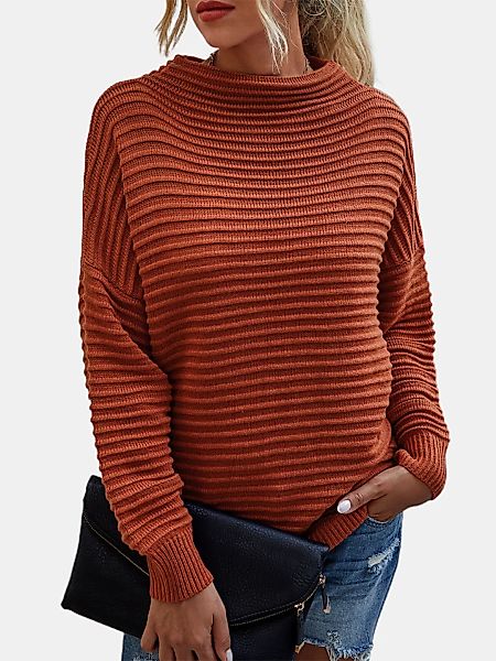Einfarbiger Langarm-Pullover mit hohem Hals für Damen günstig online kaufen