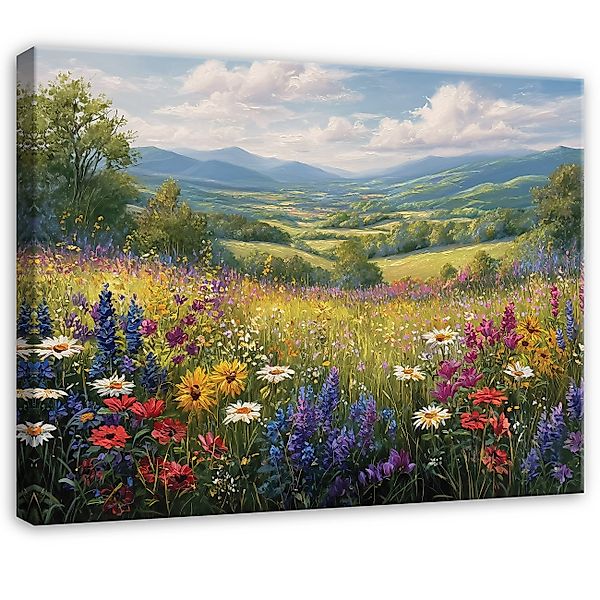 Wallarena Leinwandbild Blumen Bunte Feld Modern günstig online kaufen