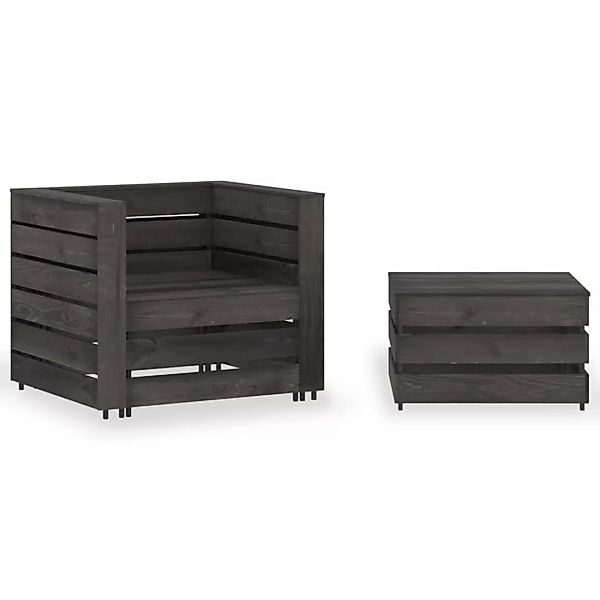 2-tlg. Garten-paletten-lounge-set Kiefernholz Grau Imprägniert günstig online kaufen