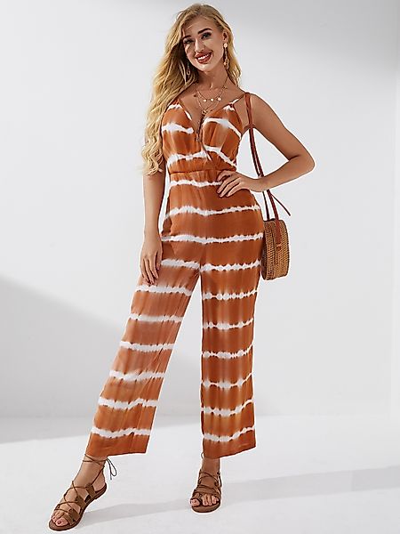 YOINS Orange Wrap Design Tie Dye Jumpsuit günstig online kaufen