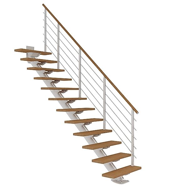 Dolle Mittelholmtreppe Sydney 12 Stufen Eiche gerade Metallteile Weiß FSC® günstig online kaufen