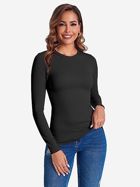 Imily Bela T-Shirt Damen Langärmliges Top mit aus Rippstrick (Packung, 1-tl günstig online kaufen