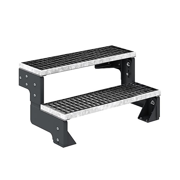 Dolle Außentreppe Gardentop Anthrazit 2 Gitterroststufe 100 cm Ohne Gelände günstig online kaufen
