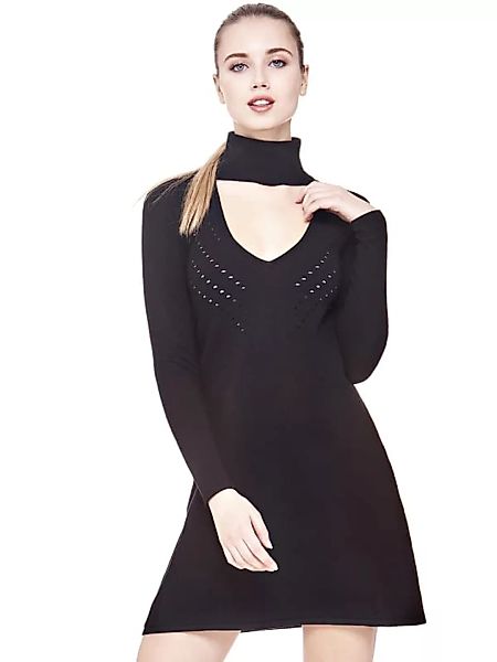Kleid T-Ausschnitt Durchbruchmuster günstig online kaufen