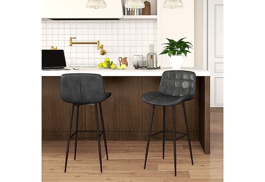 HOMCOM Barhocker 2er-Set, mit Fußstütze, Rückenlehne (Barstühle, 2 St., Tre günstig online kaufen